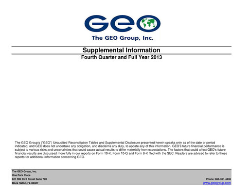 Thumbnail Geo Group Quarterly Report 2013-q4