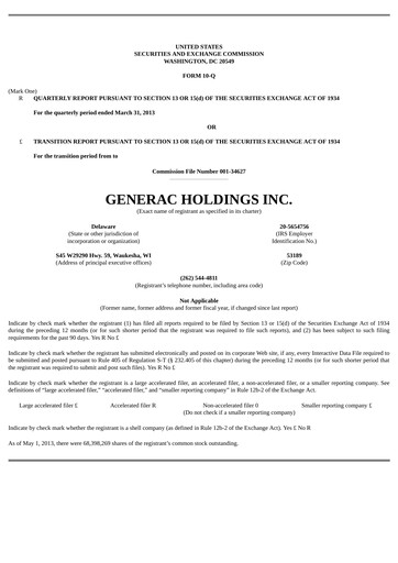 Thumbnail Generac Quarterly Report 2013-q1