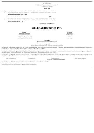 Thumbnail Generac Quarterly Report 2014-q1