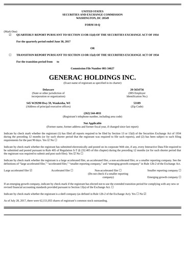 Thumbnail Generac Quarterly Report 2017-q2