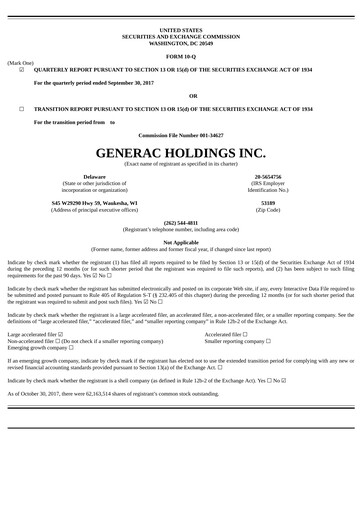 Thumbnail Generac Quarterly Report 2017-q3