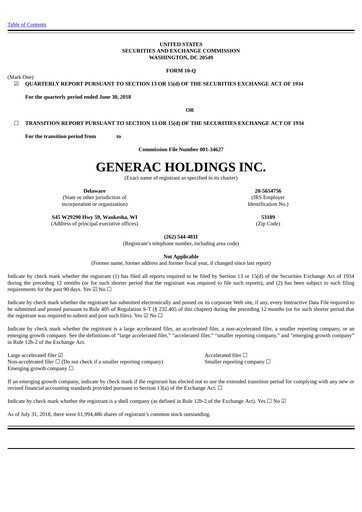 Thumbnail Generac Quarterly Report 2018-q2