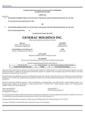 Thumbnail Generac Quarterly Report 2024-q1