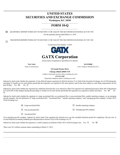 Thumbnail GATX Quarterly Report 2019-q1