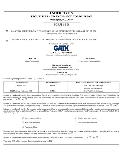 Thumbnail GATX Quarterly Report 2019-q2