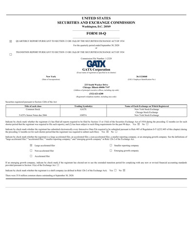 Thumbnail GATX Quarterly Report 2020-q3