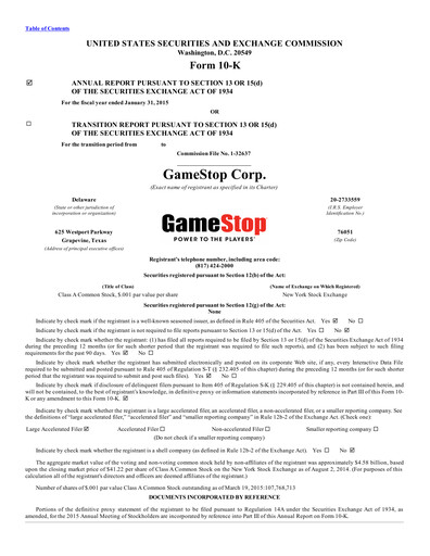 Thumbnail GameStop
 Annual Report 2014
