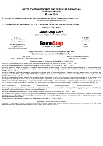 Thumbnail GameStop
 Annual Report 2017