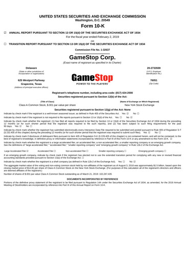 Thumbnail GameStop
 Annual Report 2018