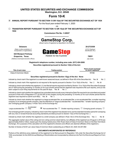 Thumbnail GameStop
 Annual Report 2019
