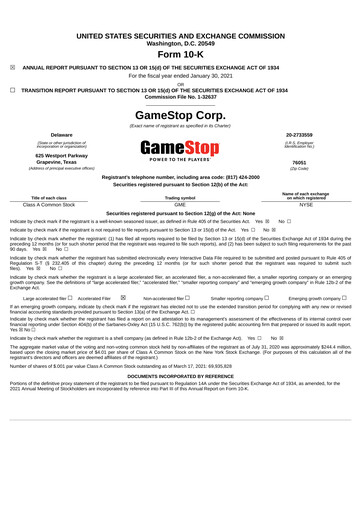 Thumbnail GameStop
 Annual Report 2020