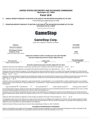 Thumbnail GameStop
 Annual Report 2021