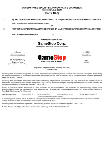 Thumbnail GameStop
 Quarterly Report 2017-q1