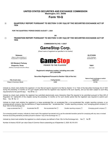 Thumbnail GameStop
 Quarterly Report 2020-q2