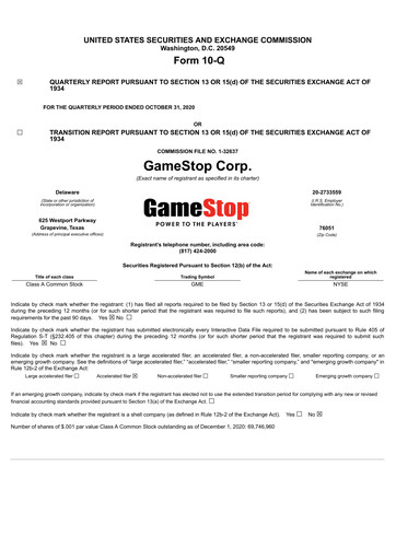 Thumbnail GameStop
 Quarterly Report 2020-q3