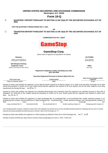 Thumbnail GameStop
 Quarterly Report 2021-q1