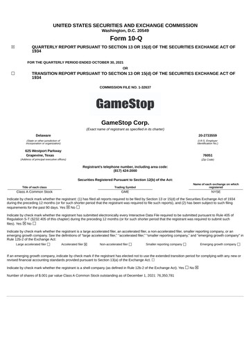 Thumbnail GameStop
 Quarterly Report 2021-q3
