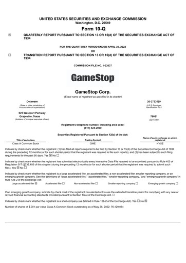 Thumbnail GameStop
 Quarterly Report 2022-q1