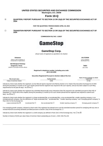 Thumbnail GameStop
 Quarterly Report 2023-q1