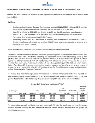 Thumbnail Frontline Quarterly Report 2018-q2