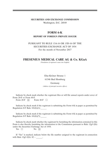Miniature Fresenius Medical Care Rapport trimestriel 2017-q3