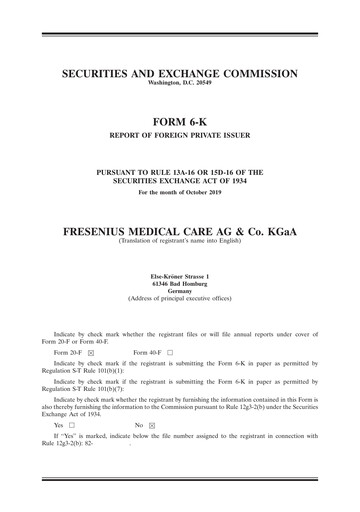Miniature Fresenius Medical Care Rapport trimestriel 2019-q3