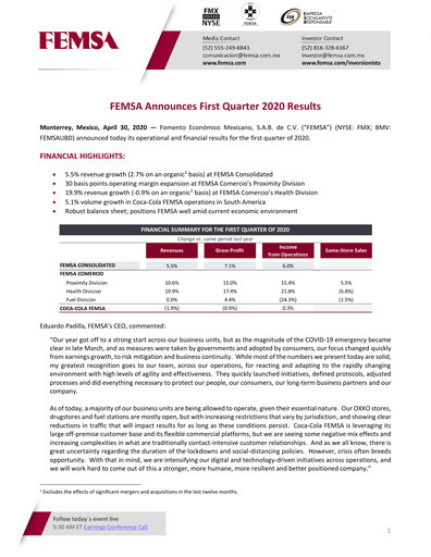 Thumbnail Fomento Económico Mexicano (FEMSA) Quarterly Report 2020-q1