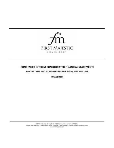 Thumbnail First Majestic Silver
 Quarterly Report 2024-q2