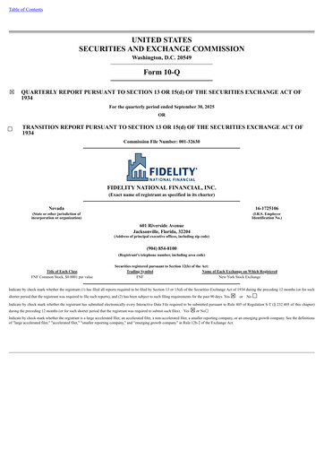 Thumbnail Fidelity National Financial
 Quarterly Report 2025-q3