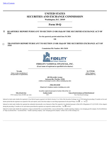 Thumbnail Fidelity National Financial
 Quarterly Report 2026-q2