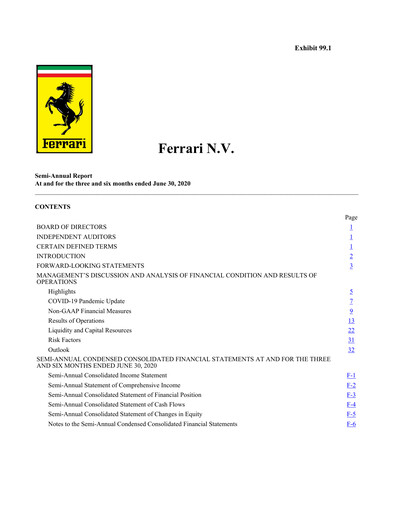 Thumbnail Ferrari Half-year Report 2020-h1