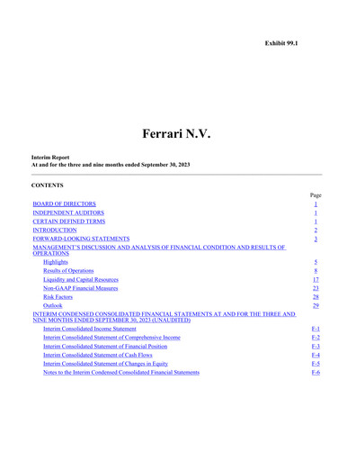 Thumbnail Ferrari Quarterly Report 2023-q3