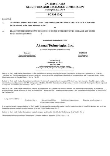 Miniature Akamai
 Rapport trimestriel 2017-q3