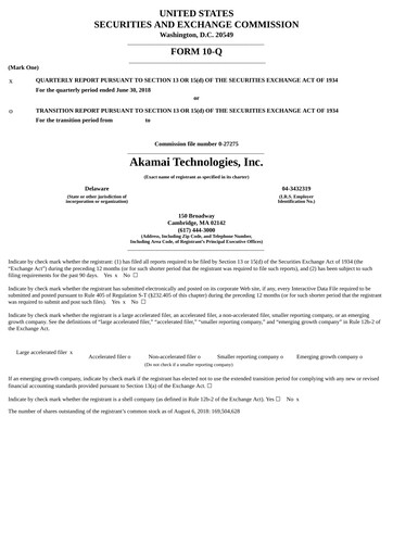 Miniature Akamai
 Rapport trimestriel 2018-q2
