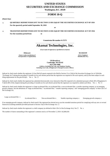 Miniature Akamai
 Rapport trimestriel 2018-q3