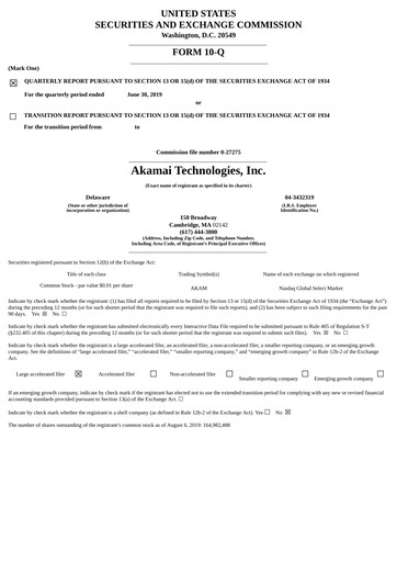 Miniature Akamai
 Rapport trimestriel 2019-q2