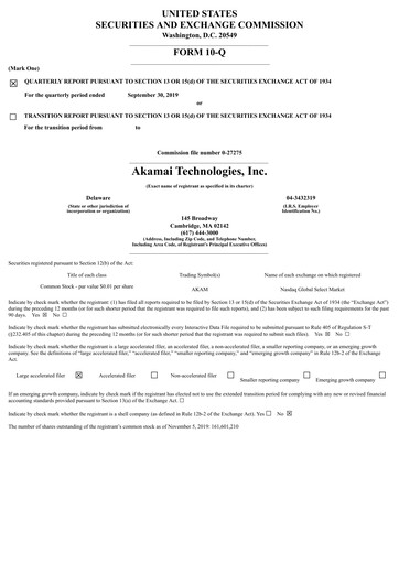 Miniature Akamai
 Rapport trimestriel 2019-q3