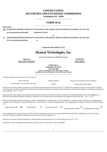 Miniature Akamai
 Rapport trimestriel 2020-q3