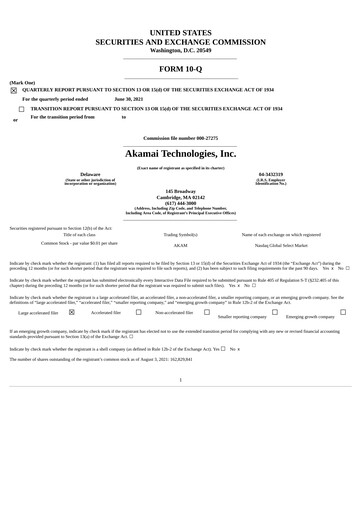 Miniature Akamai
 Rapport trimestriel 2021-q2