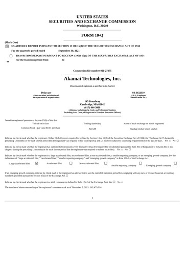 Miniature Akamai
 Rapport trimestriel 2021-q3