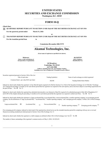 Miniature Akamai
 Rapport trimestriel 2026-q1