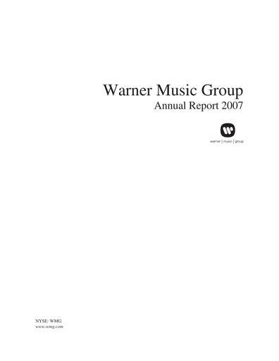 Thumbnail Warner Music Group
 Annual Report 2007