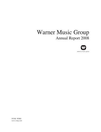 Thumbnail Warner Music Group
 Annual Report 2008