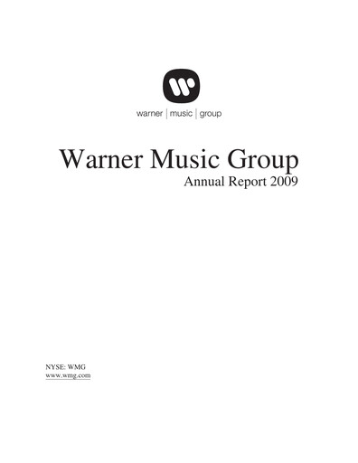 Thumbnail Warner Music Group
 Annual Report 2009