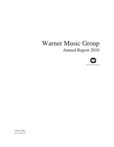 Thumbnail Warner Music Group
 Annual Report 2010