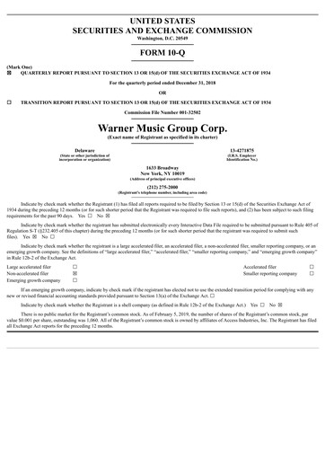 Thumbnail Warner Music Group
 Quarterly Report 2019-q1