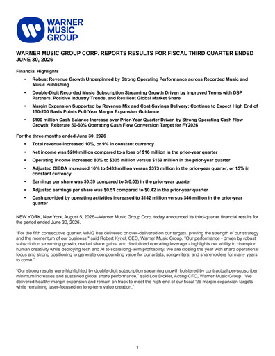 Thumbnail Warner Music Group
 Quarterly Report 2026-q3