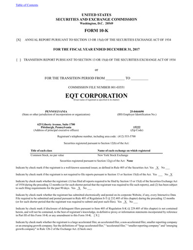Thumbnail EQT Corporation
 Annual Report 2017