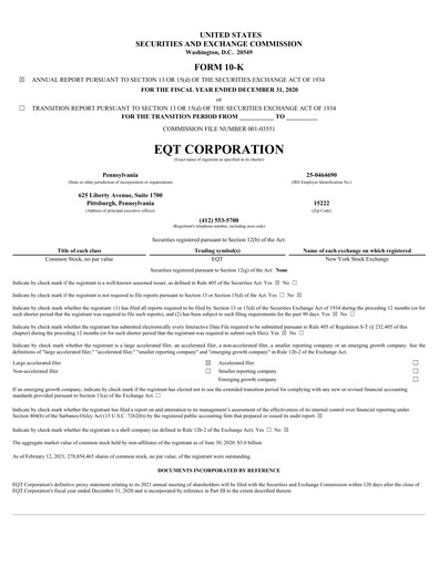 Thumbnail EQT Corporation
 Annual Report 2020