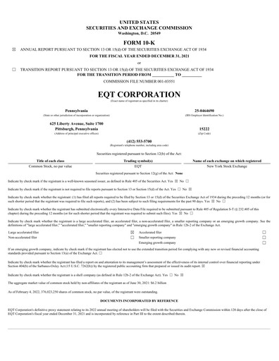 Thumbnail EQT Corporation
 Annual Report 2021